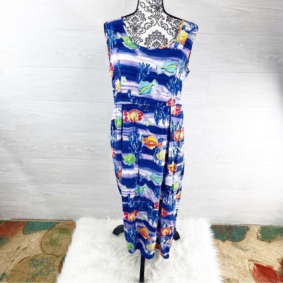 Jams World Hawaiian Talking Fish Shift Maxi Dress - Picture 3 of 9